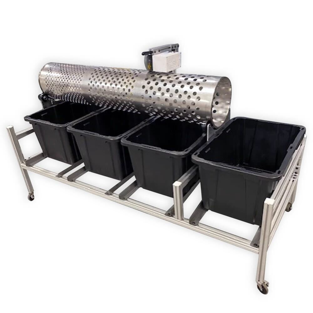 Groen Automation Drum Sorter DS500XL – Stainless Steel Cannabis Bud Sorting Machine with Multi-Stage Size Separation, Gentle Rotation, and High Throughput for Craft Growers